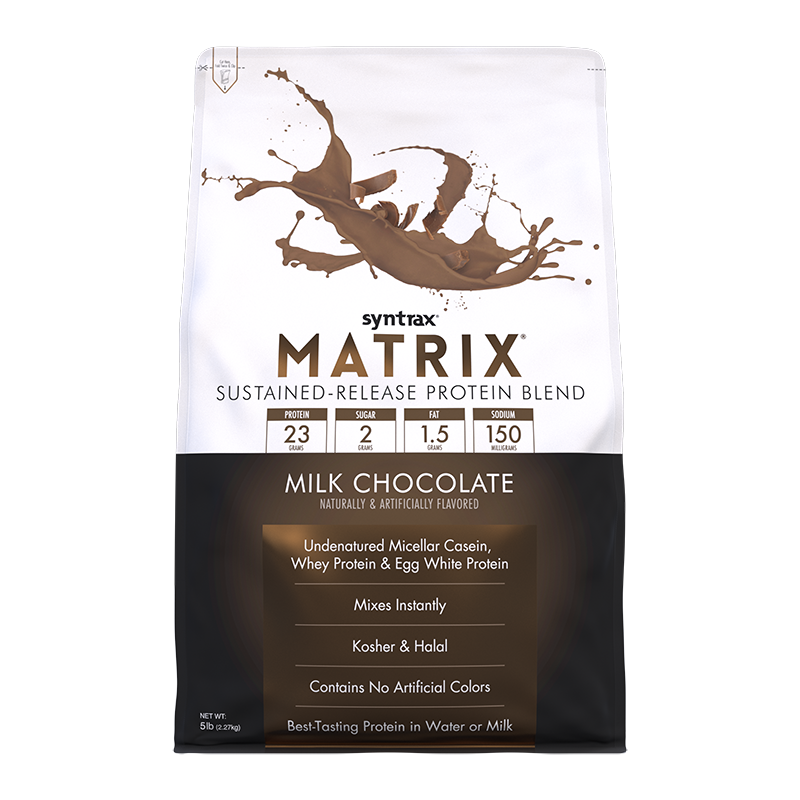 SYNTRAX MATRIX PROTEIN BLEND 2.27 kg. (5 lbs) Milk Chocolate + Free Syntrax Aero Bag x 1